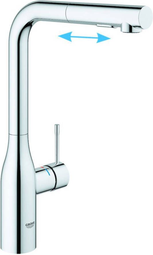 Douche Concurrent Keukenkraan Grohe Essence Mengkraan Glans Chroom 1 Greeps Uittrekbare Handdouche met 2 Straalsoorten