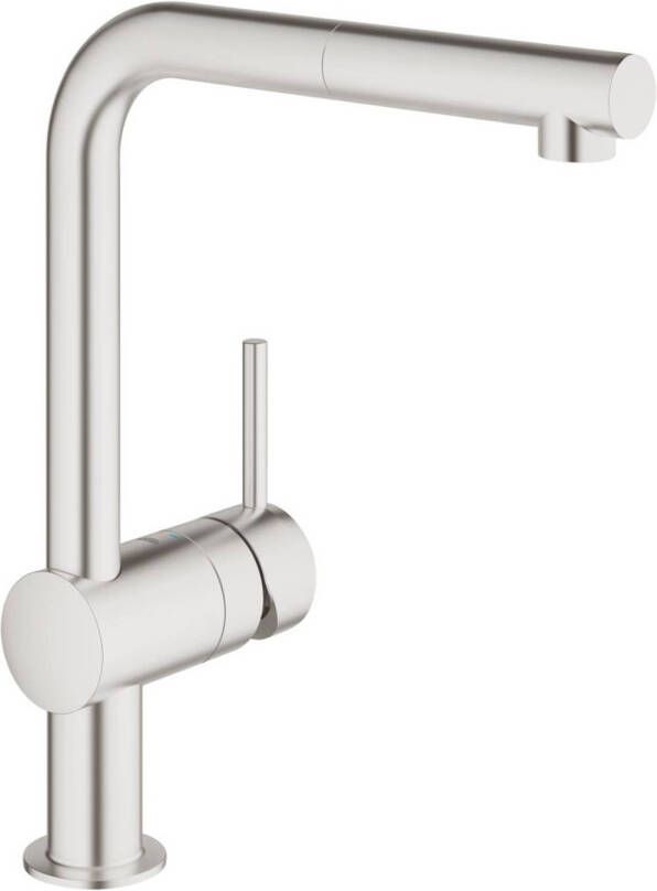 GROHE Minta Keukenmengkraan eengreeps mousseur uittrekbaar 329mm hoogte 217mm voorsprong L uitloop draaibaar supersteel