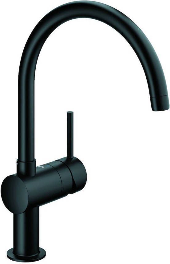 GROHE Minta Keukenmengkraan blad kraangat eengreeps 356mm hoogte 223mm C-uitloop draaibaar velvet zwart