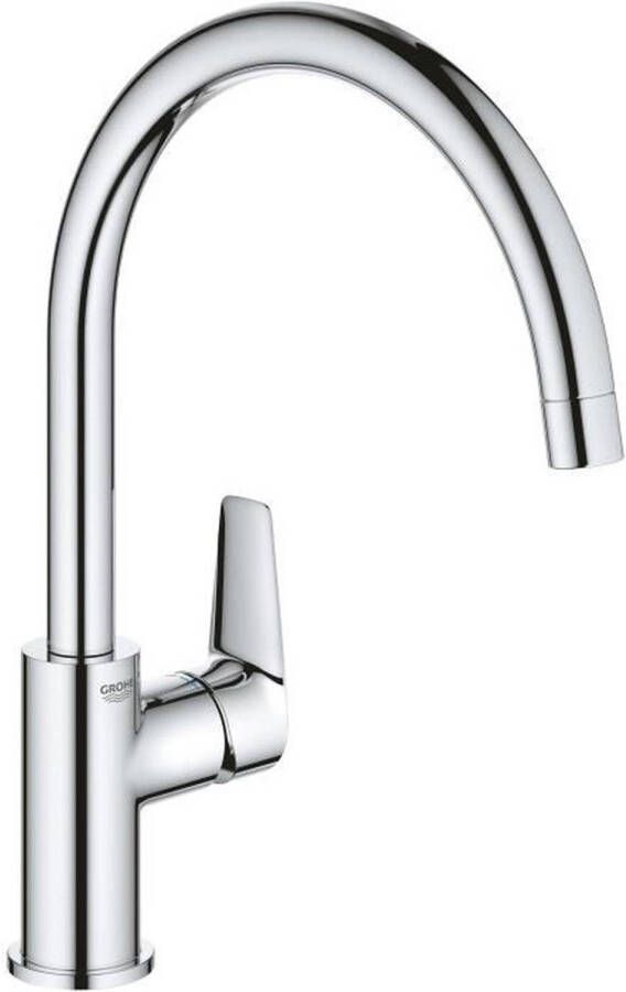 Grohe QuickFix Start Edge hoge keukenmengkraan met draaibare C-uitloop chroom
