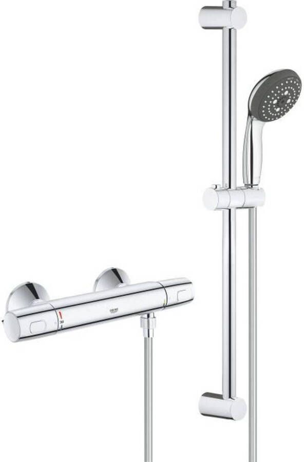 Grohe Precision Trend New renovatieset met douchekraan thermostatisch met koppelingen HOH=15cm met glijstangset chroom 34237002 - Foto 2