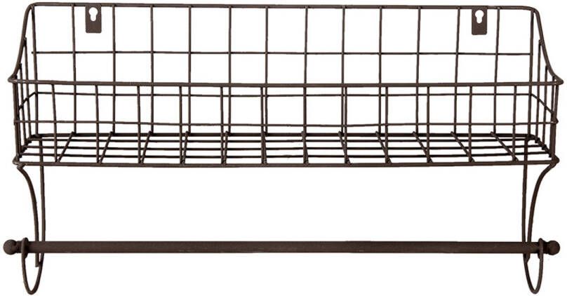 HAES deco Handdoekhouder Industrieel Bruin 44x12x25 cm Metaal Handdoekstang Handdoekrek