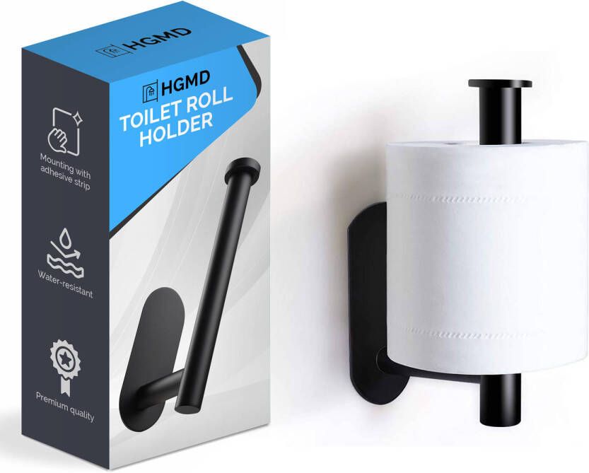 HGMD WC Rolhouder zelfklevend Zwart Toiletrolhouder zwart Toiletrolhouder zonder boren