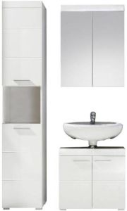 Hioshop Amandamandobea Badkamer B Met Spiegelkast Wit Hoogglans.