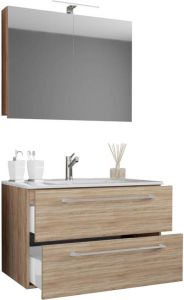 Hioshop Badinos badkamer spiegelkast 80 cm Sonoma eiken decor.