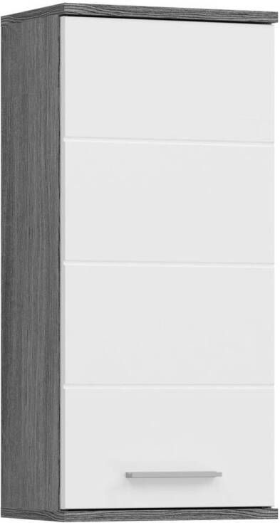 Hioshop Blake badkamerkast wandmontage 1 deur hoog glans wit rookkleurig.