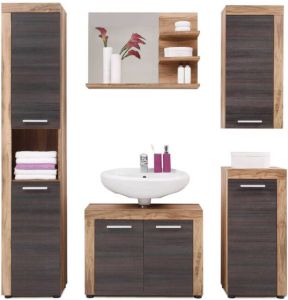 Hioshop CancunBoom badkamer met spiegel walnoot decor.