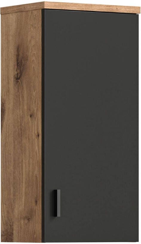 Hioshop Grado badkamerkast wandmontage 1 deur eik decor mat grijs.