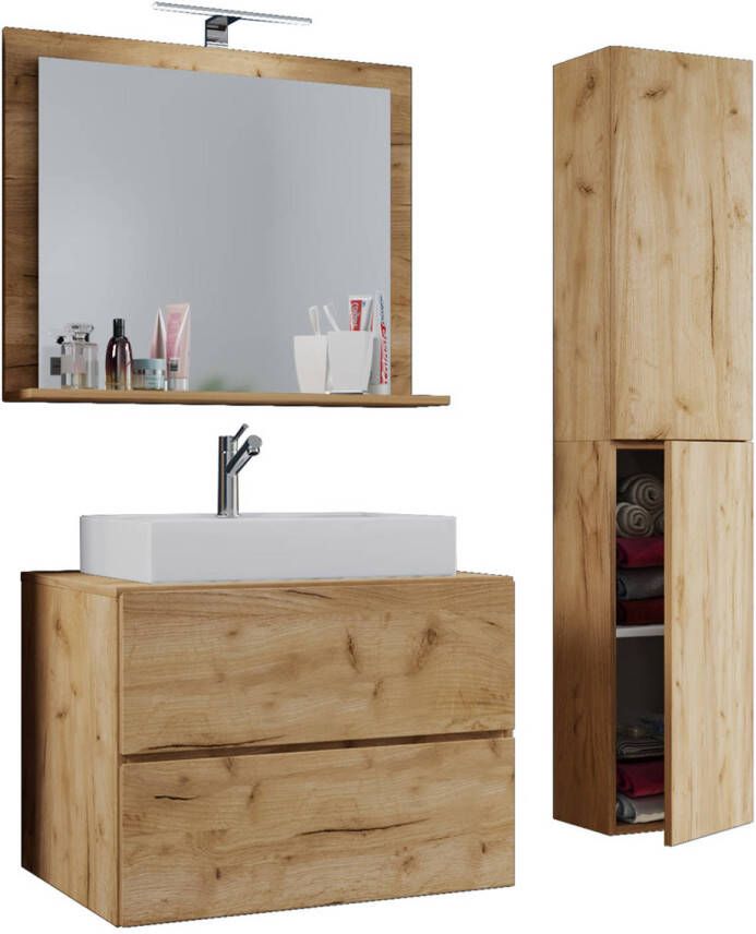 Hioshop LendasL badkamer 60 cm spiegel honing eiken decor.