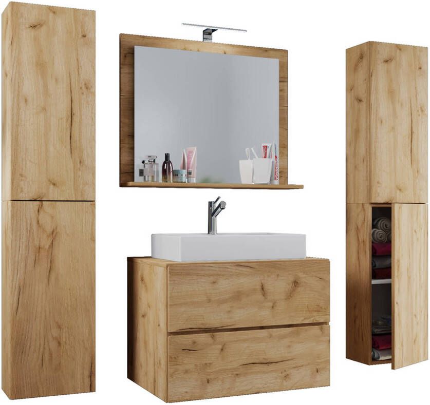 Hioshop LendasXL badkamer 80 cm spiegel honing eiken decor.