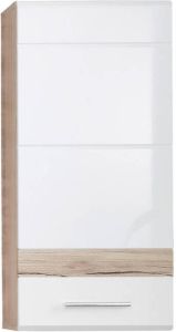 Hioshop SetOne badkamerkast 1 deur eiken decor wit hoogglans.