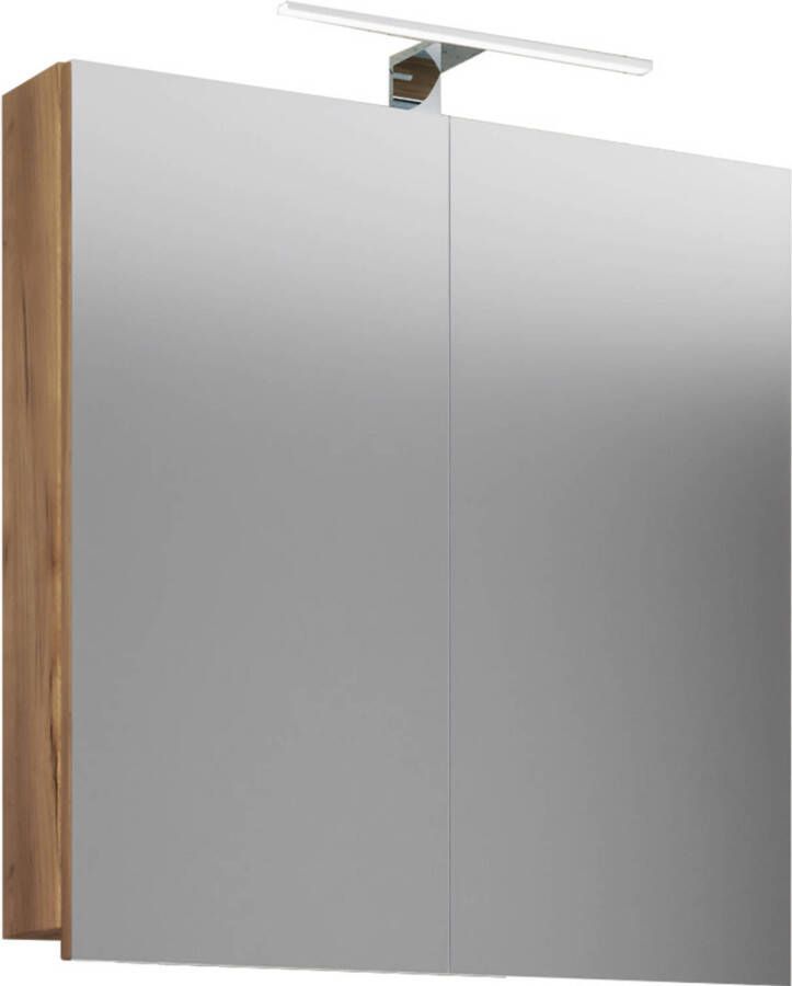 Hioshop VCB1 spiegelkast 60 cm incl. licht honing eiken decor.