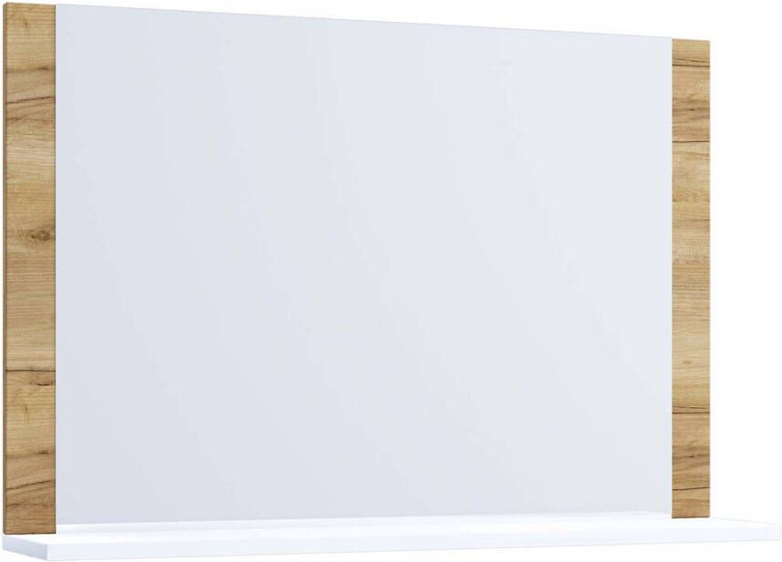 Hioshop VCB10 Maxi spiegelkast badkamerspiegel met 1 plank Honing eiken decor wit.