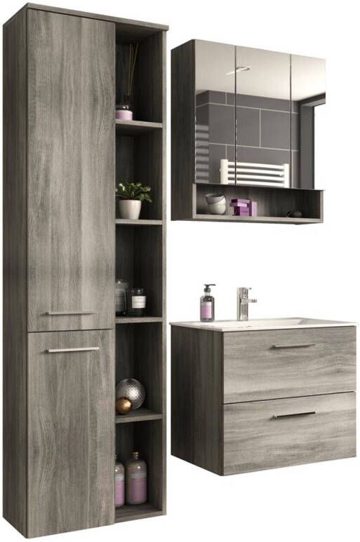 Hioshop York badkamer 125cm rookkleurig.