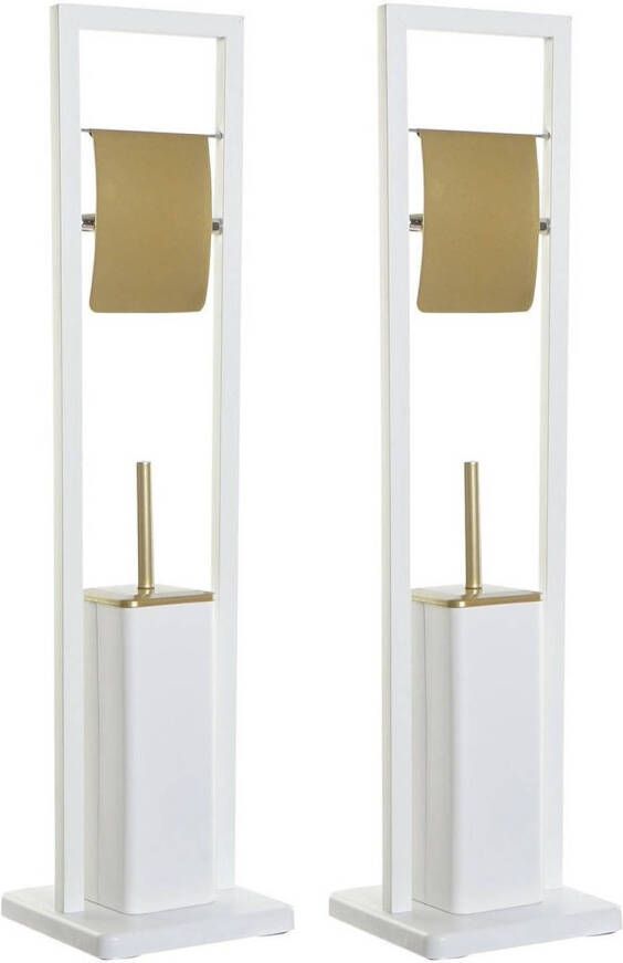 Items 2x stuks toiletborstels met toiletrolhouder wit goud metaal 80 cm Toiletborstels