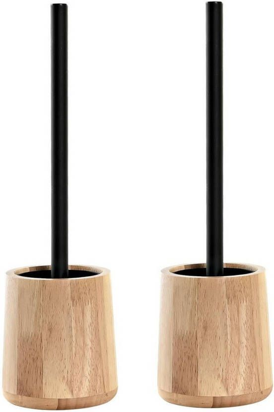 Items 2x stuks WC Toiletborstel in luxe houder bruin bamboe hout 38 x 11 cm Toiletborstels