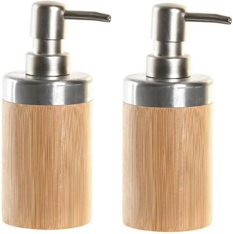 Items 2x stuks zeeppompje dispenser bruin bamboe hout 7 x 17 cm Zeeppompjes