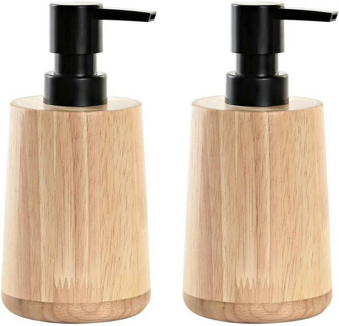Items 2x stuks zeeppompje dispenser bruin bamboe hout 8 x 16 cm Zeeppompjes