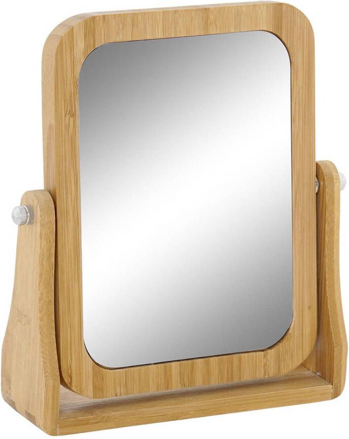 Items Badkamerspiegel make-up spiegel bamboe hout 22 x 6 x 22 Make-up spiegeltjes