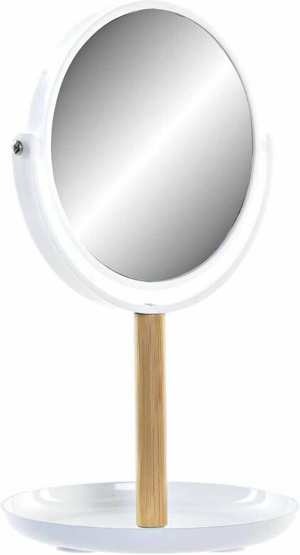 Items Make-up spiegel op standaard rond bamboe wit 34 cm Make-up spiegeltjes