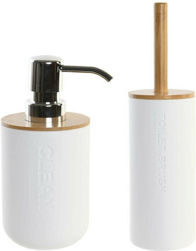 Items Toiletborstel in houder 36 cm met zeeppompje 15 cm wit Badkameraccessoireset