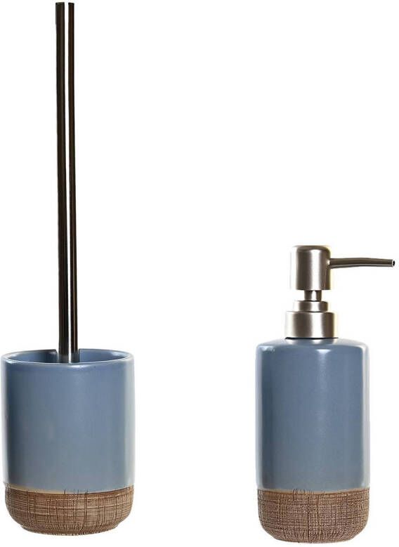 Items Toiletborstel met houder 36 cm en zeeppompje 300 ml polystone korenblauw Badkameraccessoireset