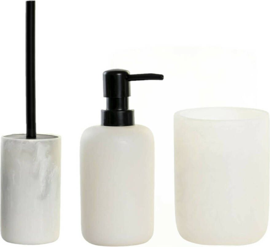 Items Toiletborstel met houder 38 cm en zeeppompje 300 ml polystone wit Badkameraccessoireset