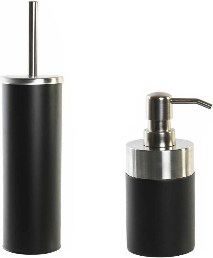 Items Toiletborstel met houder 38 cm en zeeppompje 300 ml polystone metaal Badkameraccessoireset