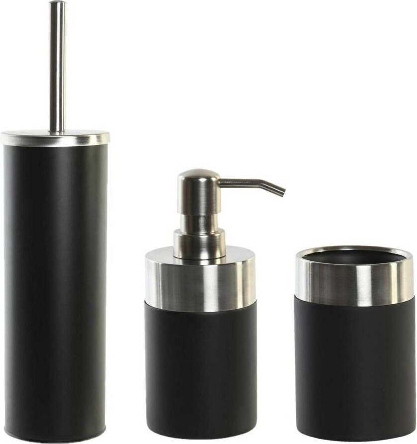 Items Toiletborstel met houder 39 cm en zeeppompje 300 ml polystone metaal Badkameraccessoireset