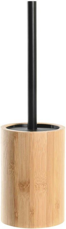 Items WC Toiletborstel in houder naturel zwart bamboe hout 36 x 10 cm Toiletborstels