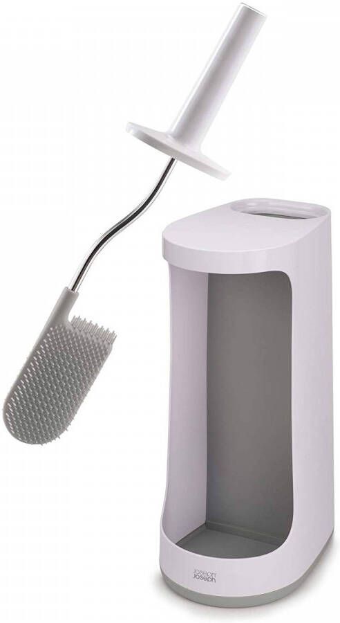 Joseph toiletborstel met houder 49 x 20 cm RVS wit grijs