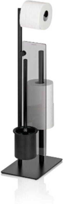 Kela Toiletrol en WC-borstel Houder 18 x 26 cm Getint glas Zwart Style