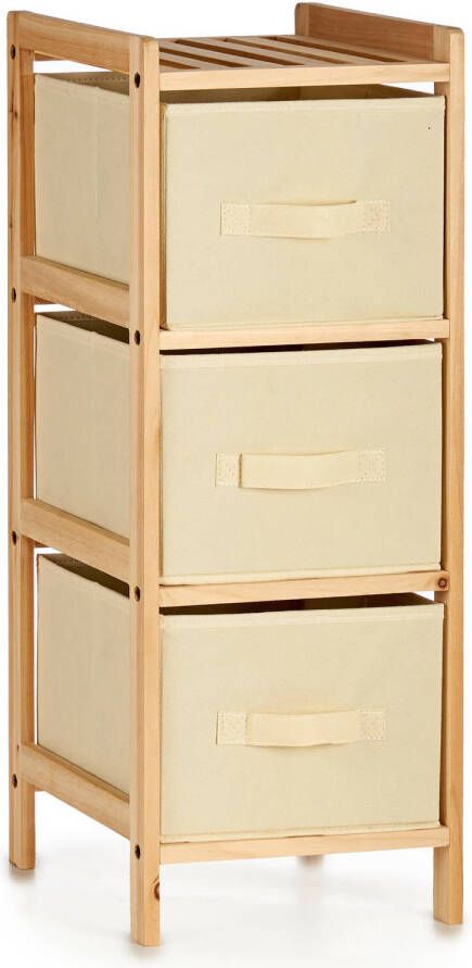 Kipit Badkamerkastje opbergkastje met 3x manden 29 x 28 x 70 cm Dennenhout Badkamerkastjes