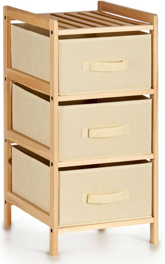 Kipit Badkamerkastje opbergkastje met 3x manden 34 x 36 x 66 cm Dennenhout Badkamerkastjes
