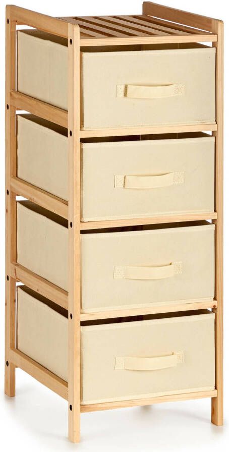 Kipit Badkamerkastje opbergkastje met 4x manden 34 x 36 x 84 cm Dennenhout Badkamerkastjes