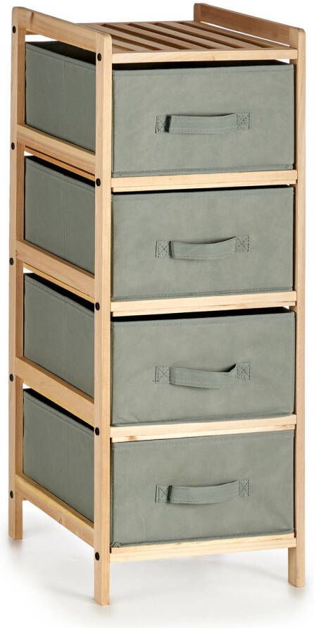 Kipit Badkamerkastje opbergkastje met 4x manden 34 x 36 x 84 cm Dennenhout Badkamerkastjes
