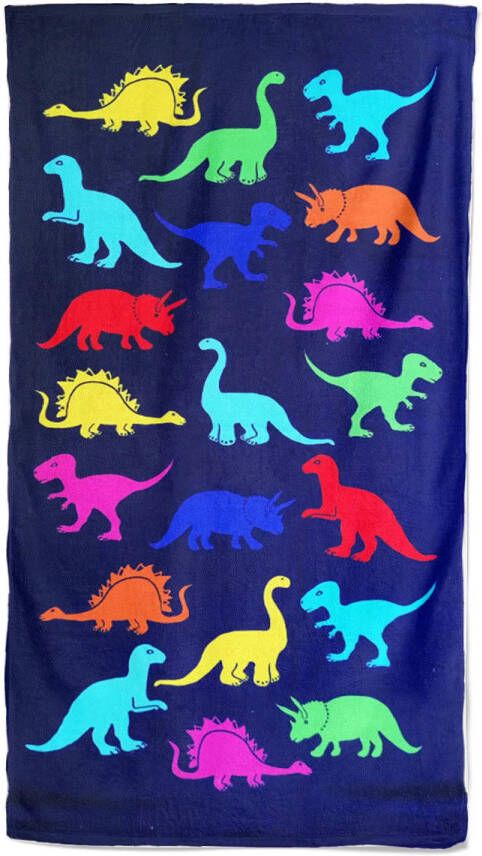 Le Comptoir Badlaken dinosaurus print Dino voor kinderen blauw 70 x 140 cm Strandlakens