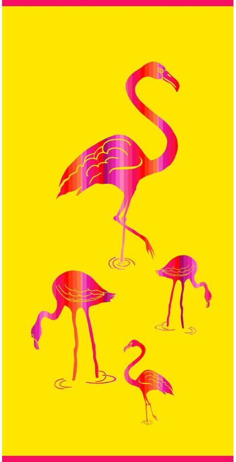 Le Comptoir Strand badlaken flamingo print 75 x 150 cmA microvezel Strandlakens