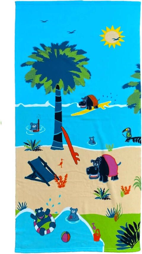 Le Comptoir Strand badlaken voor kinderen -A‚A nijlpaardA‚A print 70 x 140 cm microvezel Strandlakens