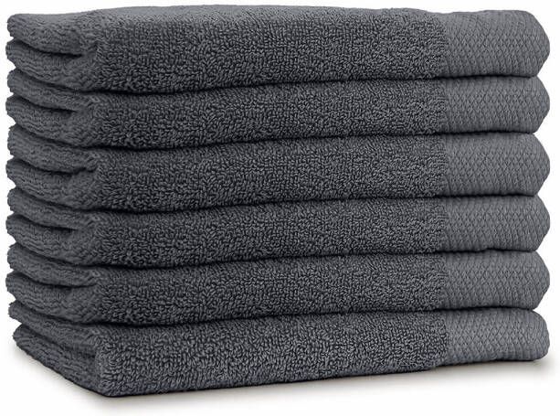 Linnick Diamond Badstof Handdoek 50x100cm dark grey set van 10