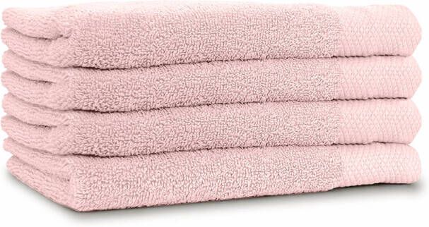 Linnick Diamond Badstof Handdoek 60x110cm light pink set van 4