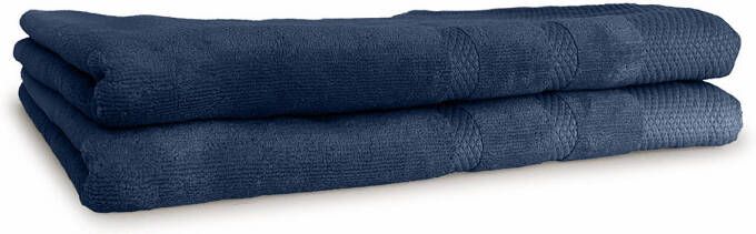 Linnick Diamond Velours Badlaken 100% Katoen 70x140cm denim Set van 2