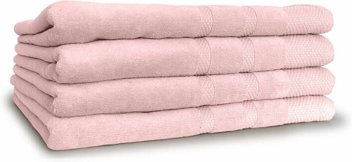 Linnick Diamond Velours Badlaken 100% Katoen 70x140cm light pink Set van 4