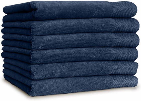 Linnick Diamond Velours Handdoek 100% Katoen 50x100cm denim Set van 10