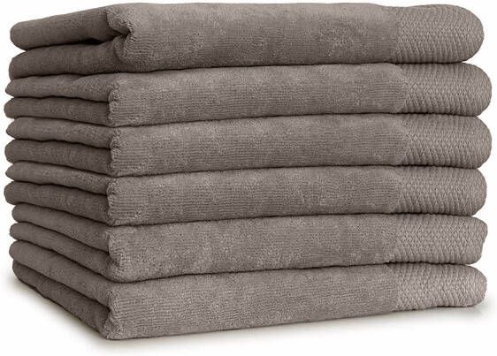 Linnick Diamond Velours Handdoek 100% Katoen 50x100cm taupe Set van 6