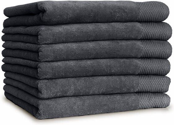 Linnick Diamond Velours Handdoek 100% Katoen 50x100cm dark grey Set van 10