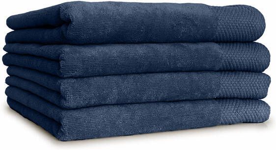 Linnick Diamond Velours Handdoek 100% Katoen 60x110cm denim Set van 4