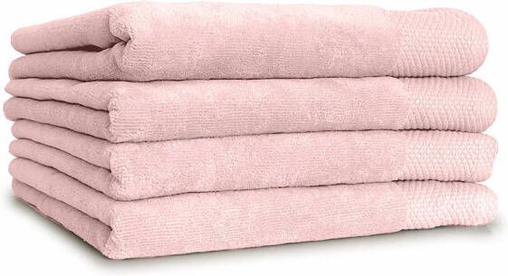 Linnick Diamond Velours Handdoek 100% Katoen 60x110cm light pink Set van 4