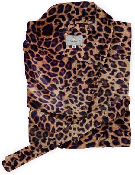 Linnick Flanel Fleece Badjas Leopard bruin XL