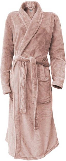 Linnick Flanel Fleece Badjas Uni licht roze XL